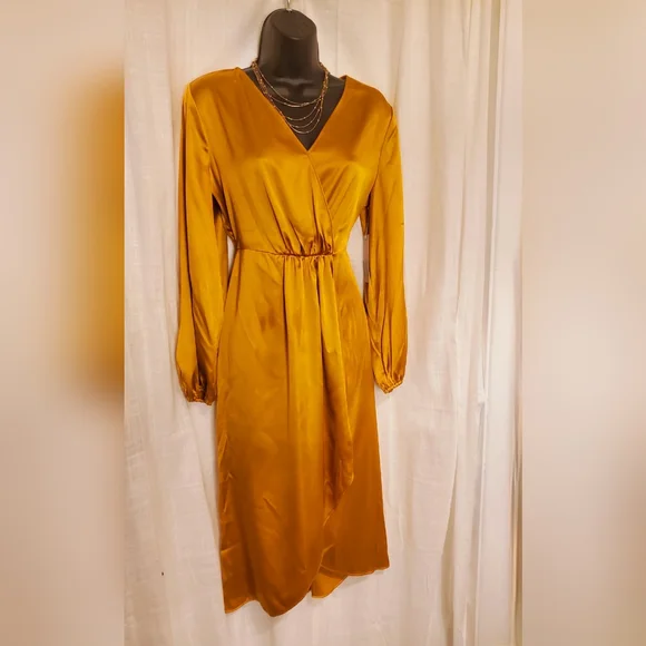 Worthington | Dresses | Roman Gold Faux Wrap Dress | Poshmark